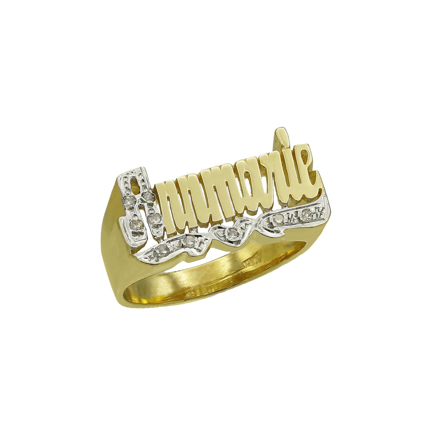 14k Yellow Gold Diamond "Annmarie" Name Ring