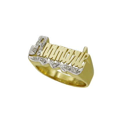 14k Yellow Gold Diamond "Annmarie" Name Ring