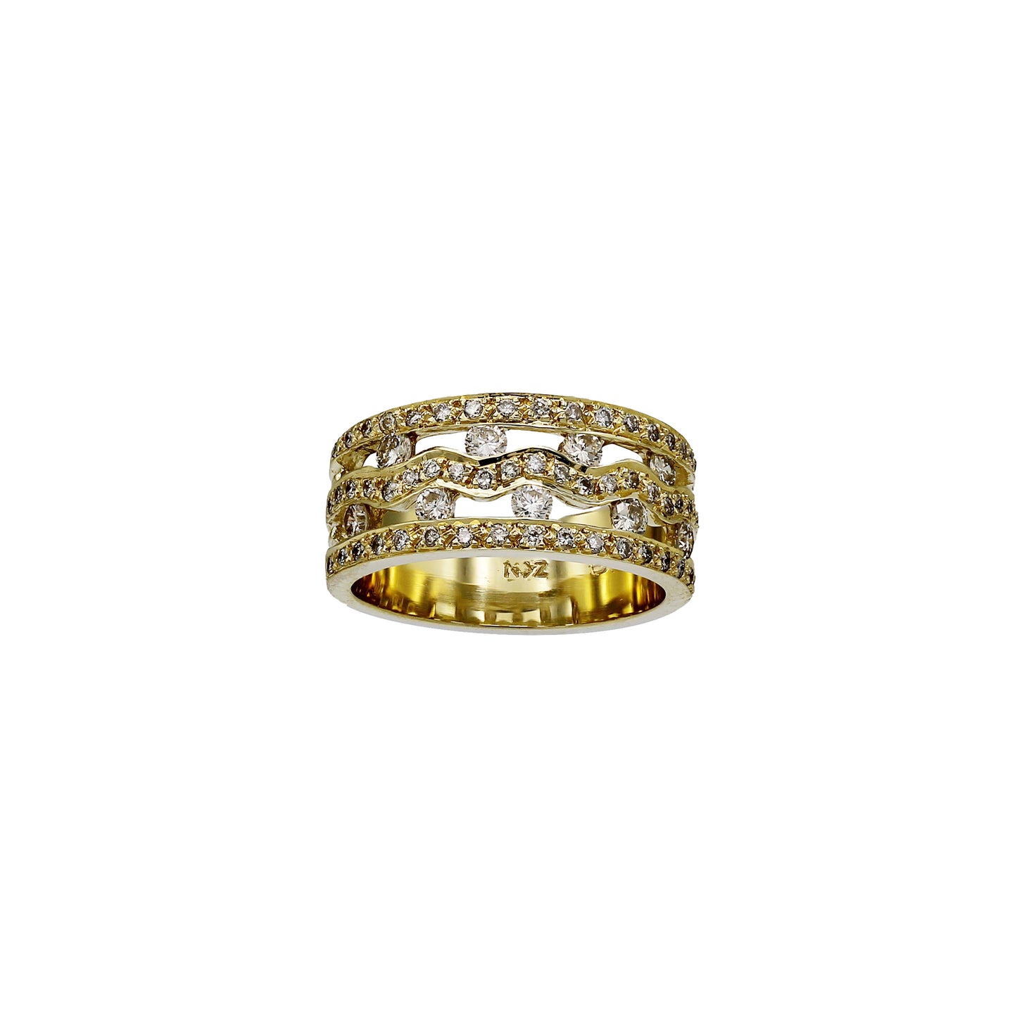 14k Yellow Gold Floating Pave Diamond Ring