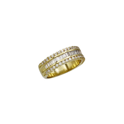 14k Yellow Gold Baguette & Round Diamond Wedding Band