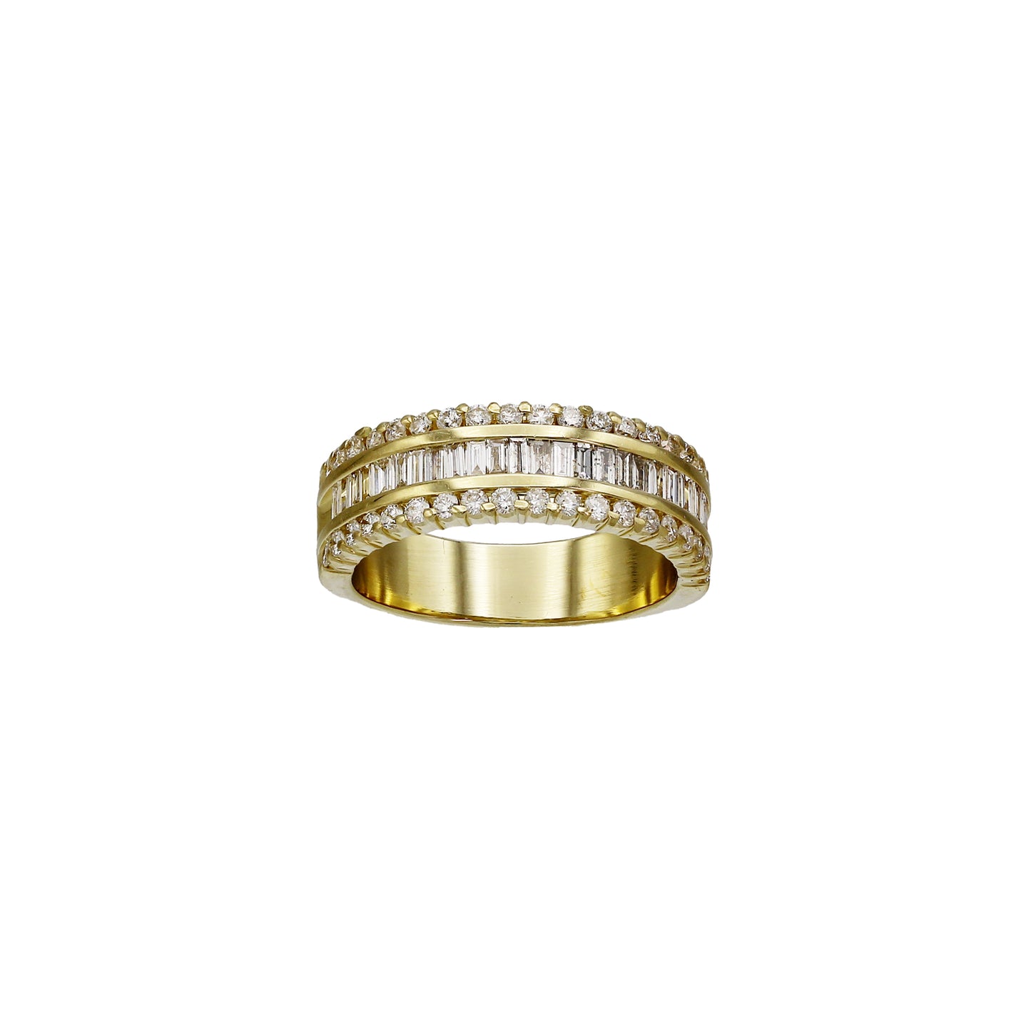 14k Yellow Gold Baguette & Round Diamond Wedding Band