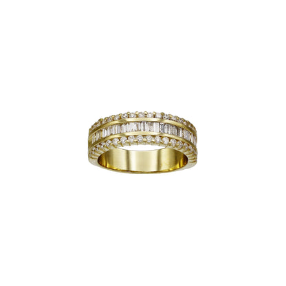 14k Yellow Gold Baguette & Round Diamond Wedding Band