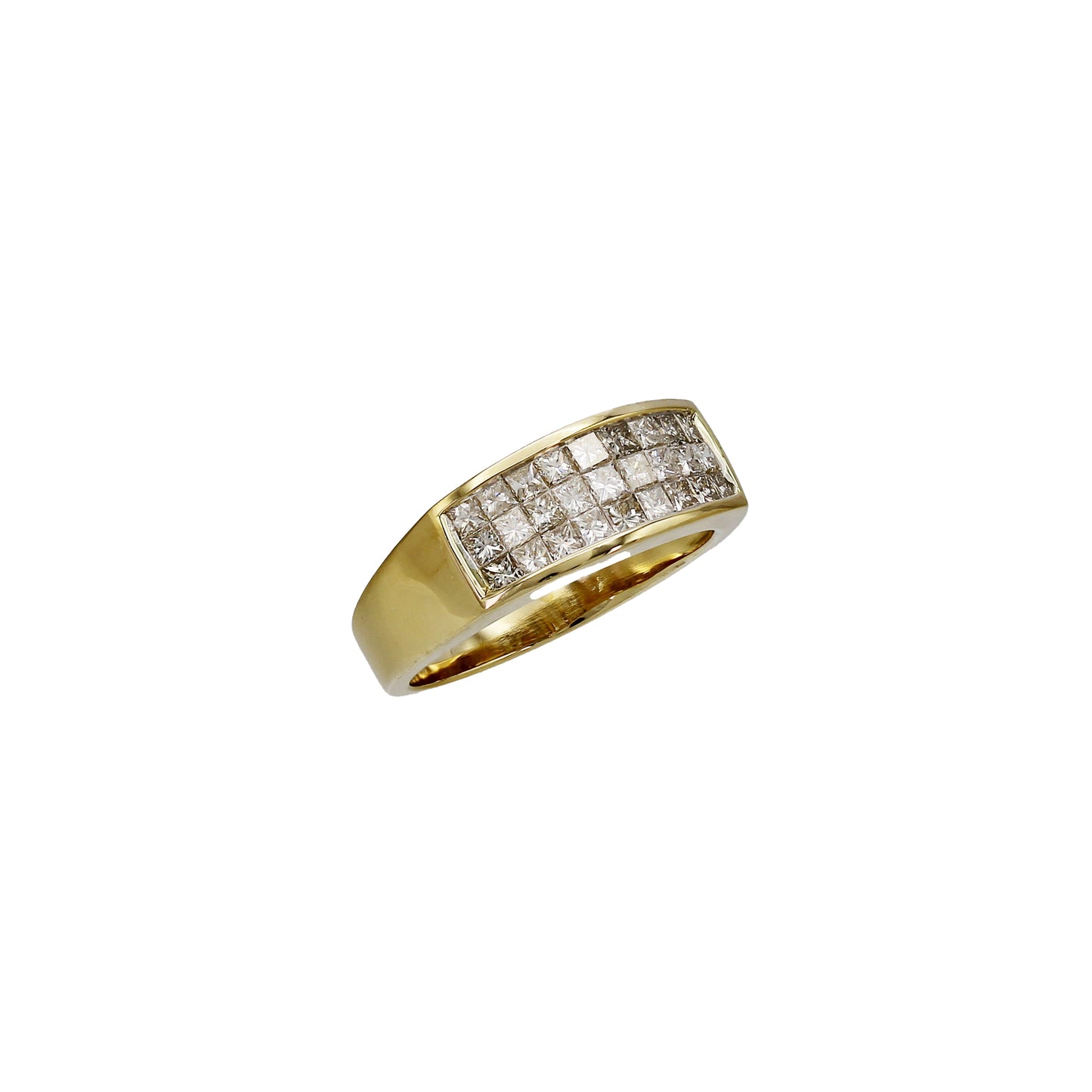 14k Yellow Gold Princess-Cut Invisible Setting Diamond Wedding Band