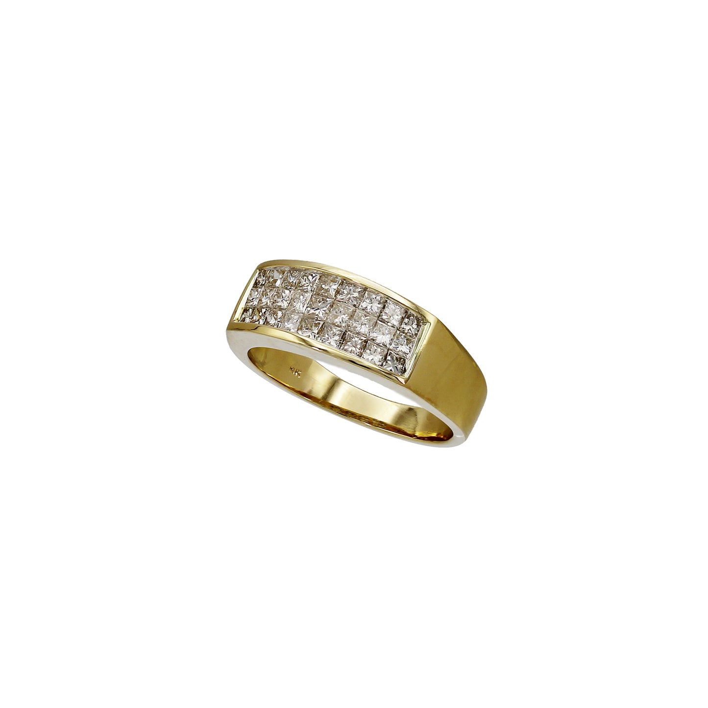 14k Yellow Gold Princess-Cut Invisible Setting Diamond Wedding Band