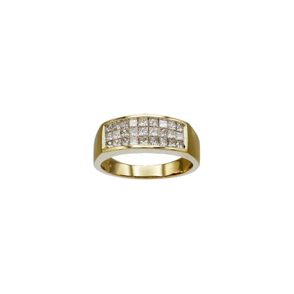 14k Yellow Gold Princess-Cut Invisible Setting Diamond Wedding Band