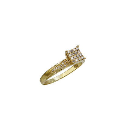 14k Yellow Gold Diamond Cluster Engagement Ring & Wedding Band Set