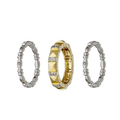 14k Two-Tone Gold 3-Piece Stackable Diamond Wedding Band