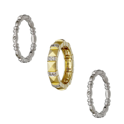 14k Two-Tone Gold 3-Piece Stackable Diamond Wedding Band