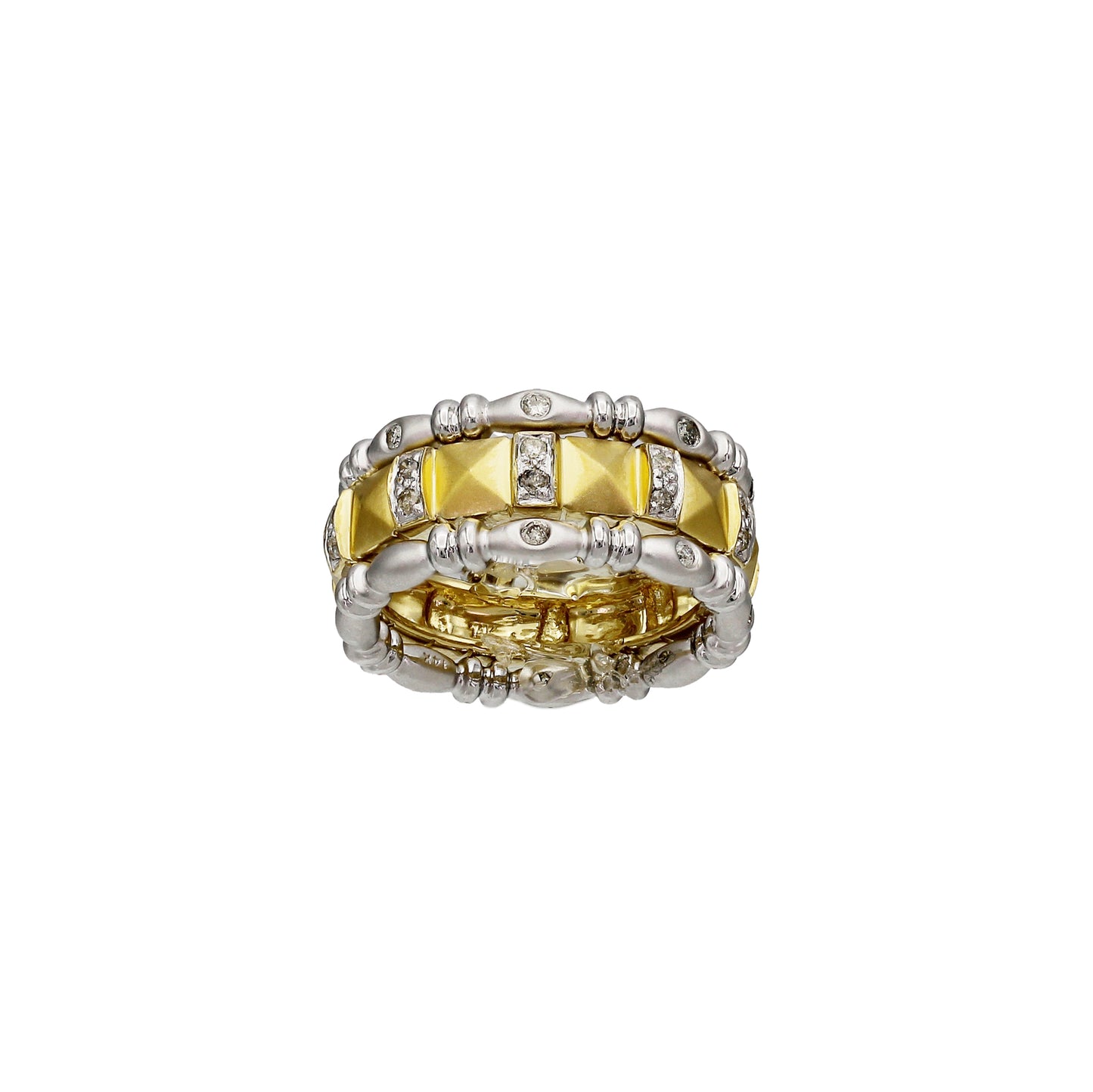 14k Two-Tone Gold 3-Piece Stackable Diamond Wedding Band