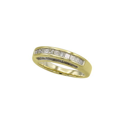 14k Yellow Gold Channel Set Princess-Cut & Baguette Diamond Wedding Band