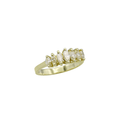 14k Yellow Gold 7-Stone Marquise Shaped Diamond Wedding Band