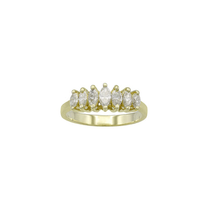 14k Yellow Gold 7-Stone Marquise Shaped Diamond Wedding Band