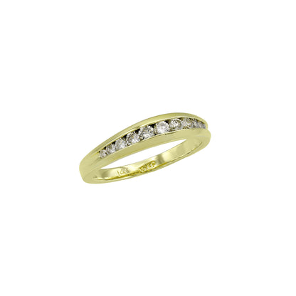 14k Yellow Gold Chanel Setting Round-Cut  Diamond Wedding Band