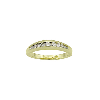 14k Yellow Gold Chanel Setting Round-Cut  Diamond Wedding Band