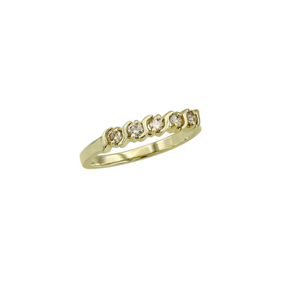 14k Yellow Gold S-Wave 5-Stone Diamond Wedding Band