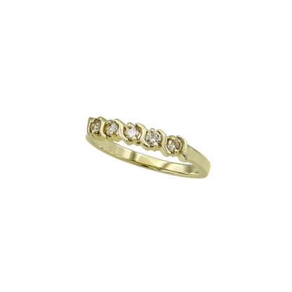 14k Yellow Gold S-Wave 5-Stone Diamond Wedding Band