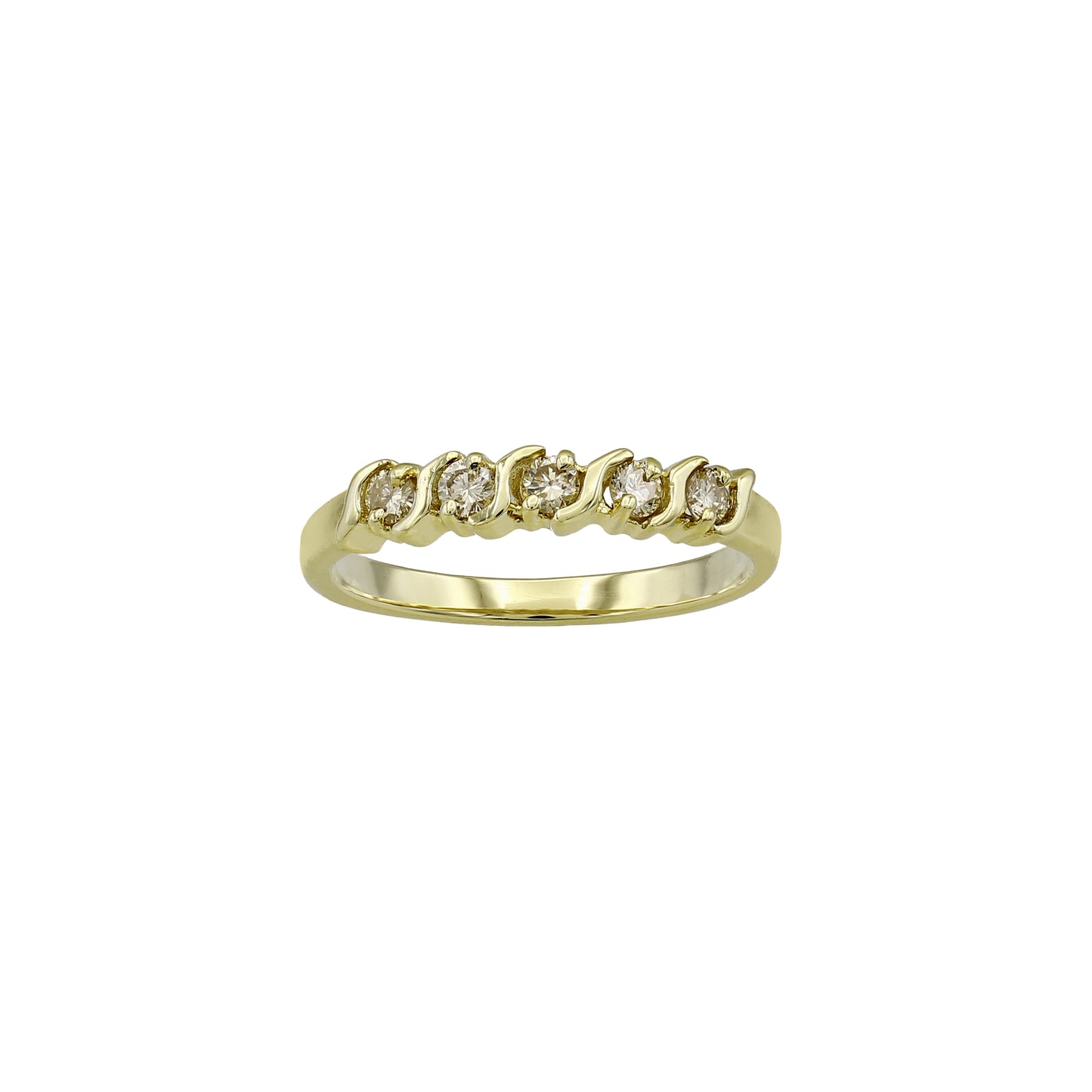 14k Yellow Gold S-Wave 5-Stone Diamond Wedding Band