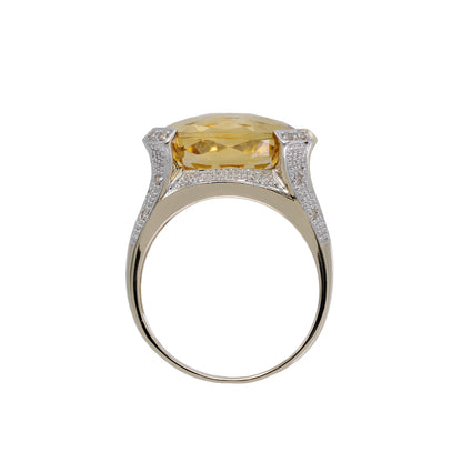 14k Yellow Gold Briolette-Cut Citrine Quartz & Diamond Ring