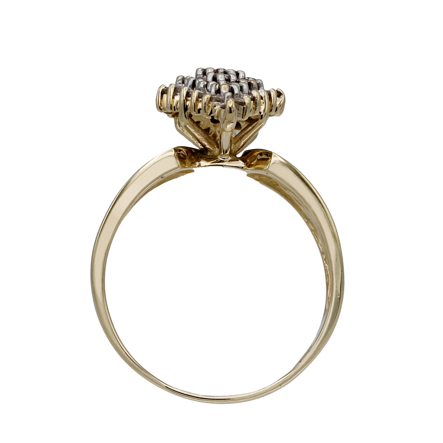 14k Yellow Gold Diamond Pyramid Cluster Setting Style Ring - 0.36ct TDW