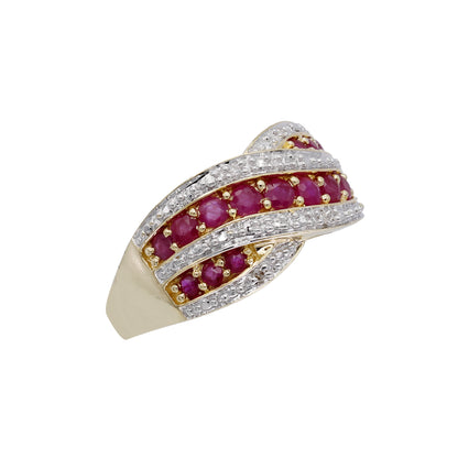 14k Yellow Gold Ruby & Diamond Illusion Ring