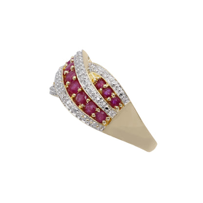 14k Yellow Gold Ruby & Diamond Illusion Ring