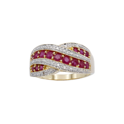 14k Yellow Gold Ruby & Diamond Illusion Ring