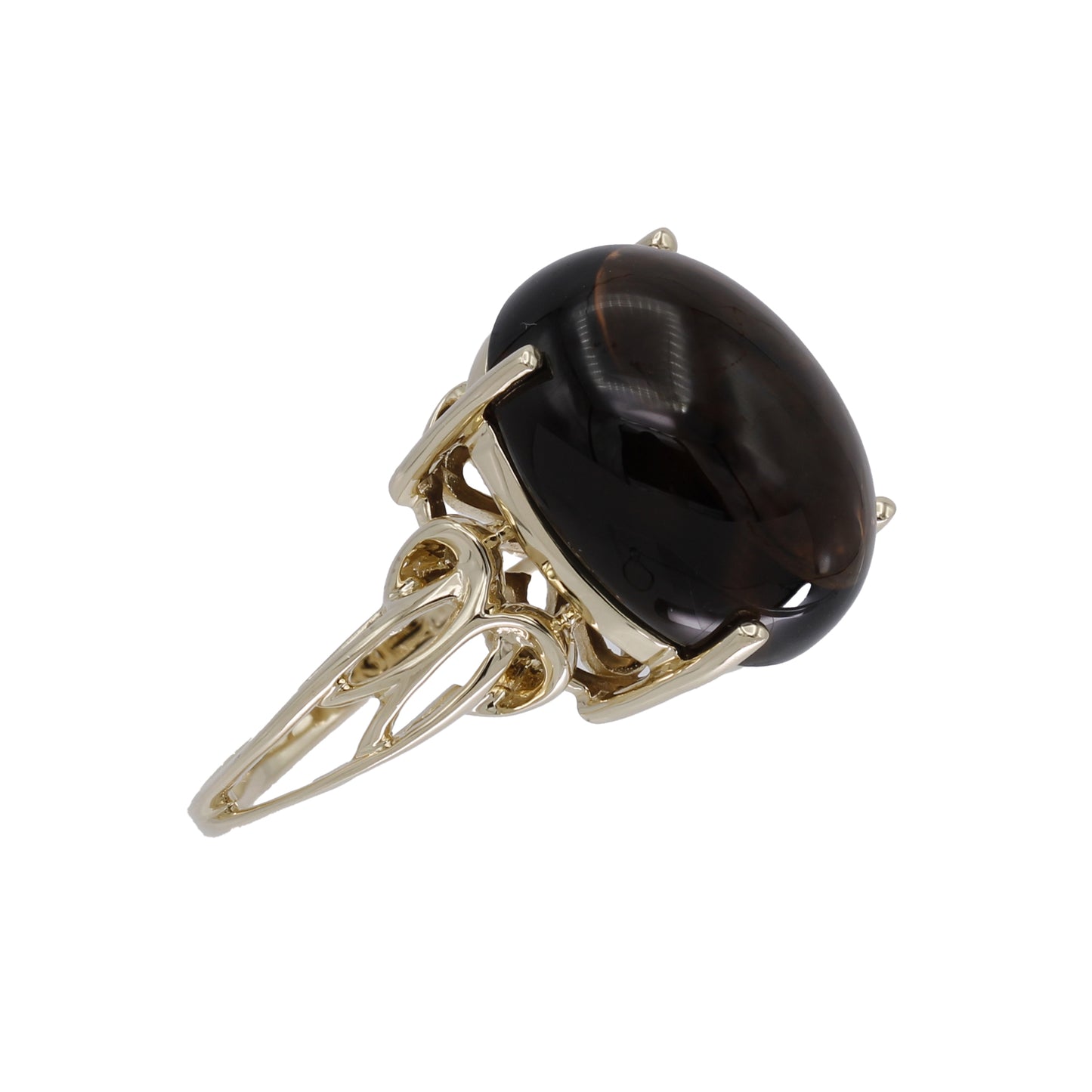 14k Yellow Gold Cabochon Smoky Topaz Ring