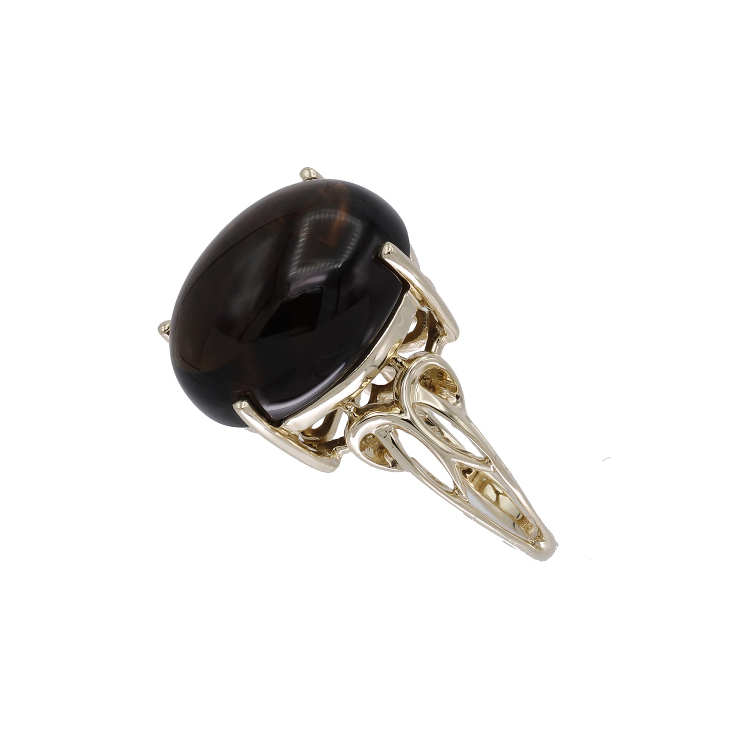 14k Yellow Gold Cabochon Smoky Topaz Ring