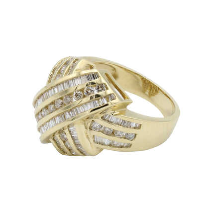 14k Yellow Gold Diamond Criss-Cross  Ring - 1.00ct TDW