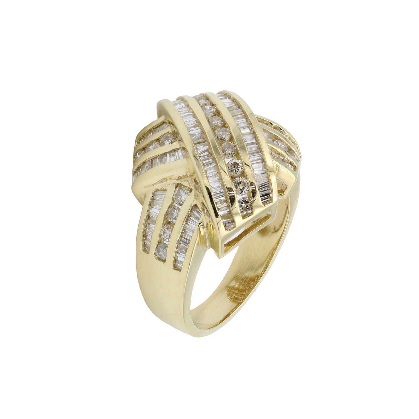 14k Yellow Gold Diamond Criss-Cross  Ring - 1.00ct TDW