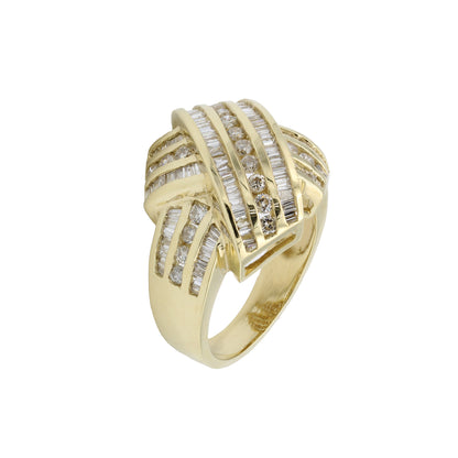 14k Yellow Gold Diamond Criss-Cross  Ring - 1.00ct TDW