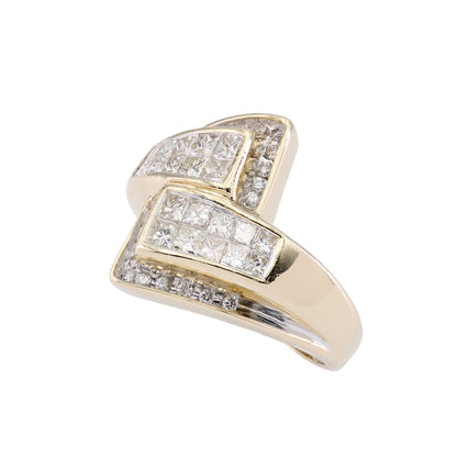 14k Yellow Gold Princess-Cut Invisible-Setting Diamond Fancy Ring - 1.20ct TDW