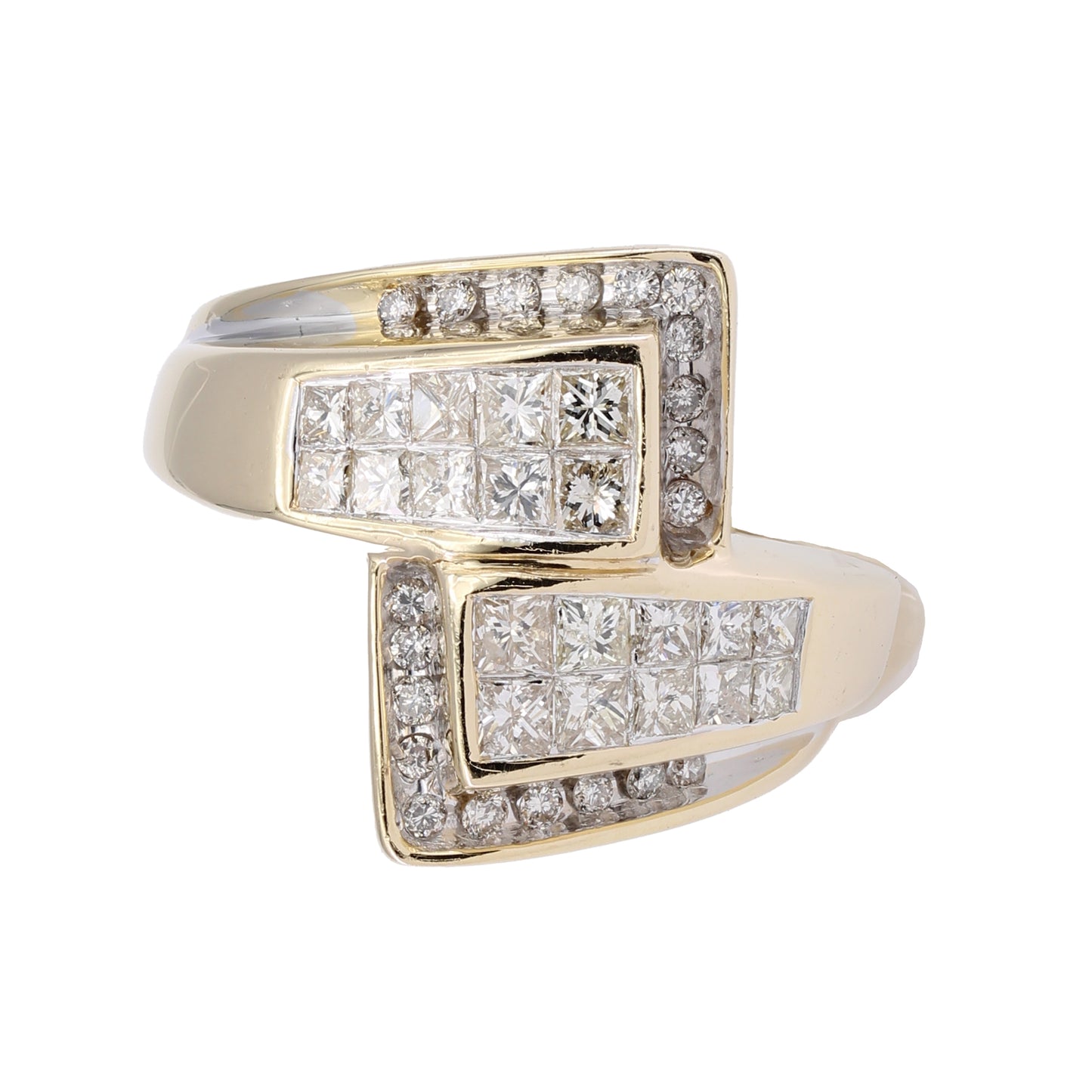 14k Yellow Gold Princess-Cut Invisible-Setting Diamond Fancy Ring - 1.20ct TDW