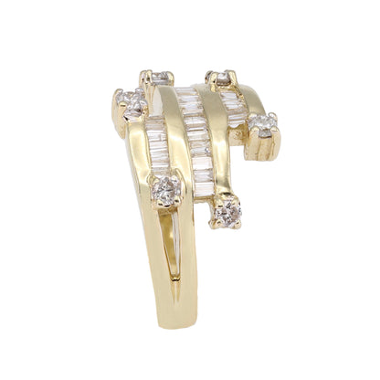 14k Yellow Gold Diamond 3-Row Band Style Ring - 1.00ct TDW