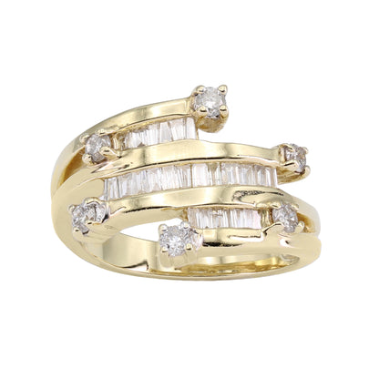 14k Yellow Gold Diamond 3-Row Band Style Ring - 1.00ct TDW