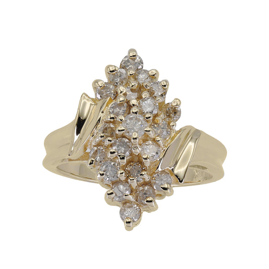 14k Yellow Gold Diamond Cocktail Style Ring - 0.63ct TDW