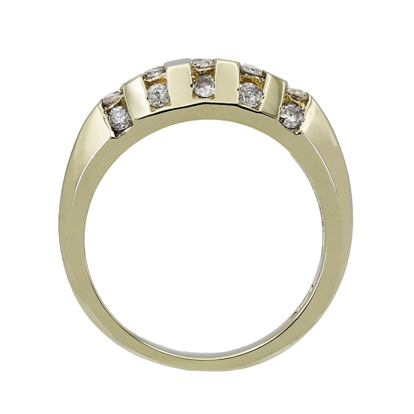 14k Yellow Gold Channel-Set 5-Row Diamond Band Style Ring - 0.60ct TDW