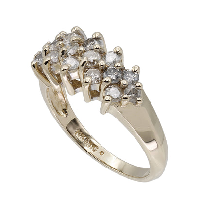 14k Yellow Gold 3-Row Diamond Cluster Wedding Band Ring - 0.64ct TDW