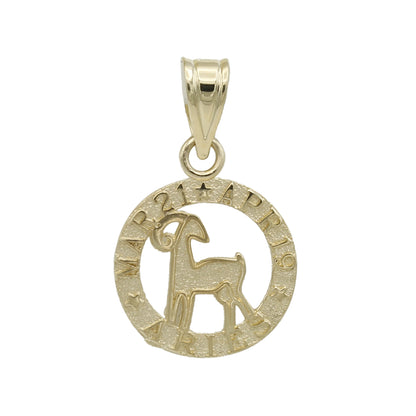 14k Yellow Gold Aries Zodiac Charm - Mar 21 - Apr 22