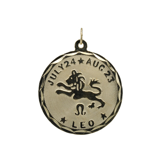 14k Yellow Gold Leo Zodiac Disc Charm - Jul 24 - Aug 23