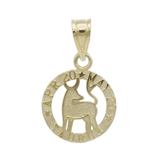 14k Yellow Gold Taurus Zodiac Charm - Apr 20 - May 20