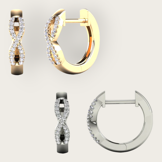 14k Gold Diamond Infinity Huggie Earrings - 0.14ct TDW