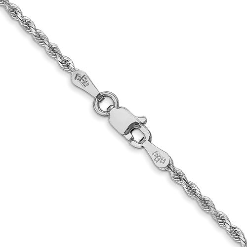 14k White Diamond-Cut Rope Chains - 1.75 mm