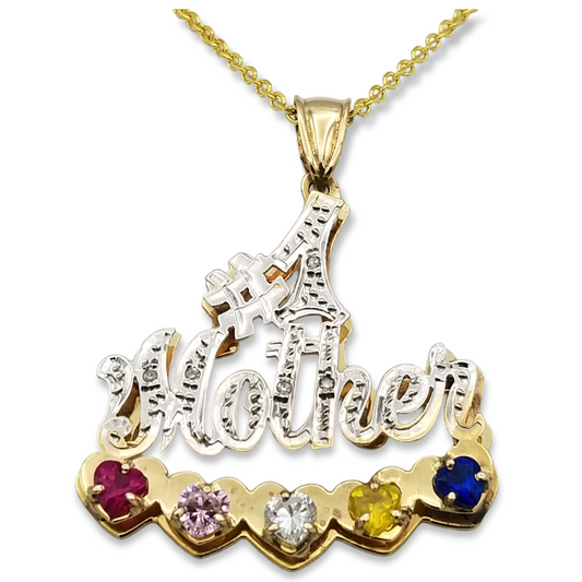 14k Diamond & Birthstone Mother Charm