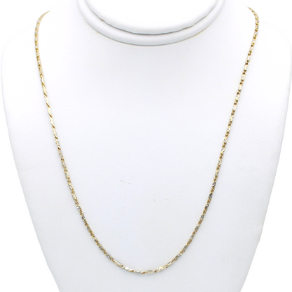 14k Two-Tone Barrel Link Chain - 1.10 mm