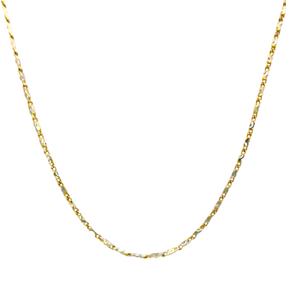 14k Two-Tone Barrel Link Chain - 1.10 mm