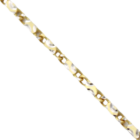 14k Two-Tone Barrel Link Chain - 1.10 mm