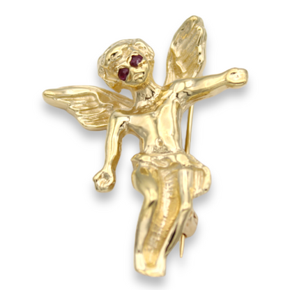 14k Ruby Angel Brooch