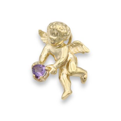 14k Birthstone Angel Charm