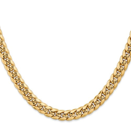 14k Semi-Solid Miami Cuban Link Chains - 7.30 mm